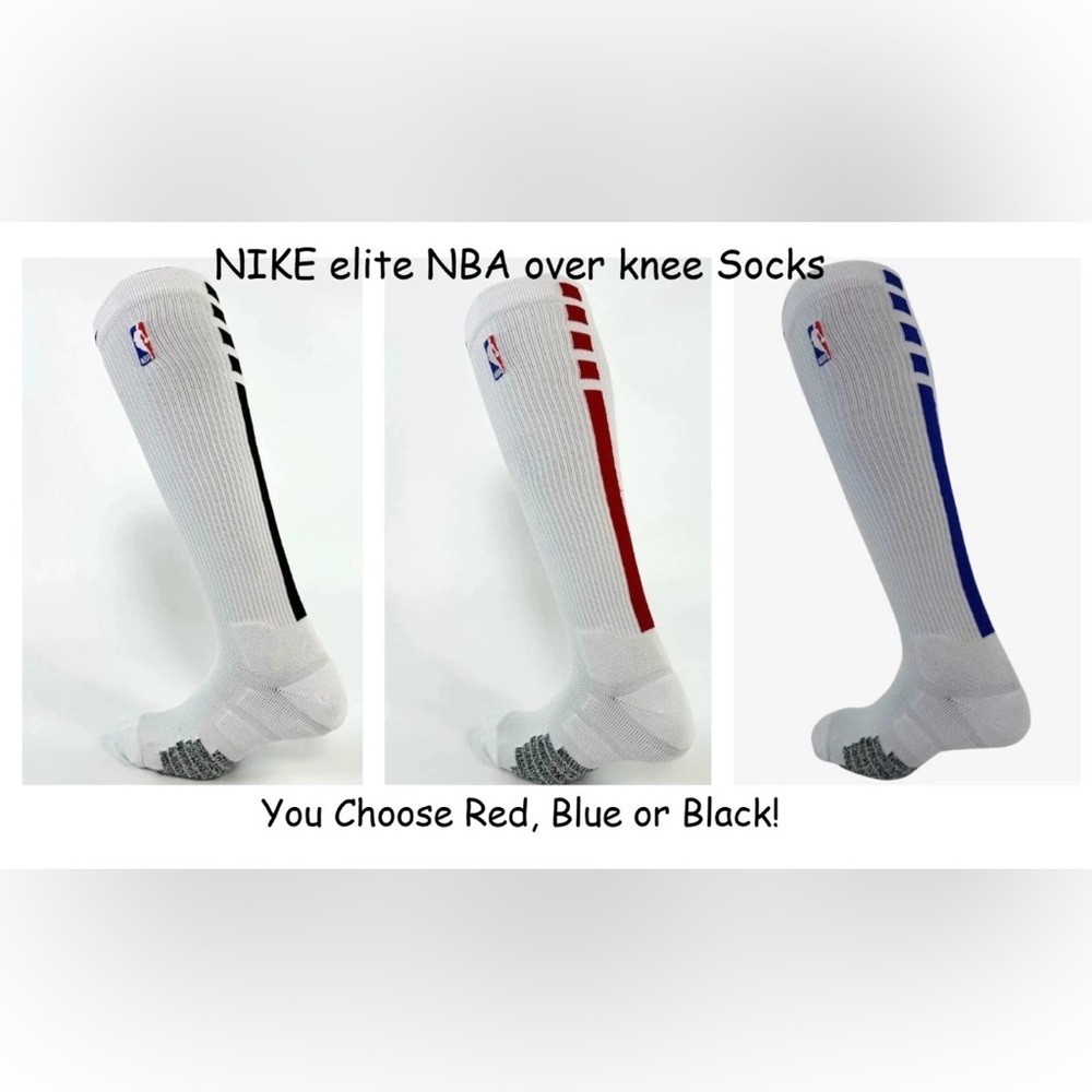 Nike Elite NBA Basketball Over Knee High Socks L choose RED/BLACK/BLUE